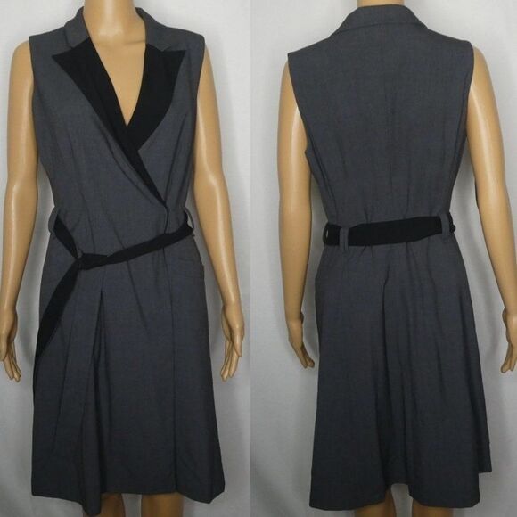 Calvin Klein Belted Wrap Career Dress W/ Pockets 8 - Picture 1 of 14